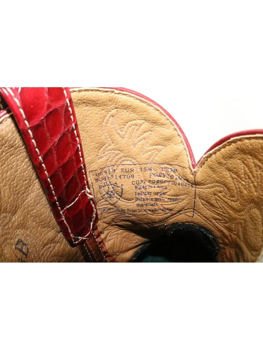 Ariat Fatbaby 14709 Women Red Croc Embossed Leather Western Boots 5.5B Tan Suede